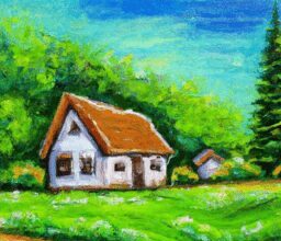 Дом и сад - Cozy cottage nestled in nature oil pai