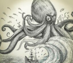 Тайны и загадки - Giant kraken attacking ship pencil