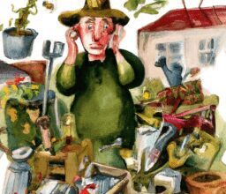 Дом и сад - Puzzled gardener surrounded by clutter