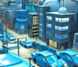 Технологии - Futuristic city with lada cars anime