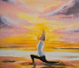 Разум и тело - Person doing yoga on serene beach at