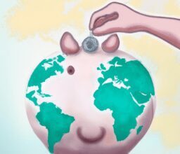 Бизнес и финансы - Person holding piggy bank with wor