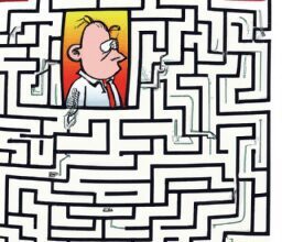 Тайны и загадки - Person lost in maze cartoon