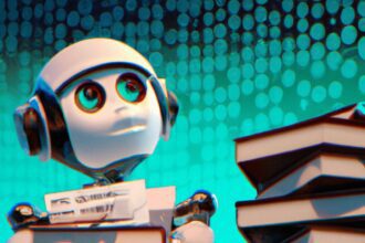 Технологии - Robot holding diploma standing on