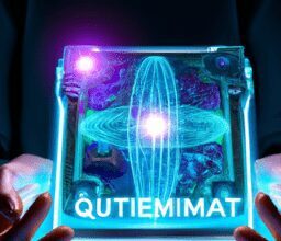 Технологии - Hands holding glowing quantum computer