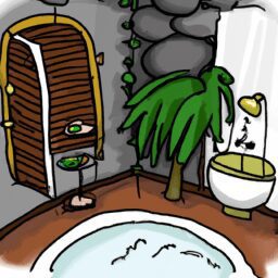 Дом и сад - Serene spa like bathroom oasis cartoon