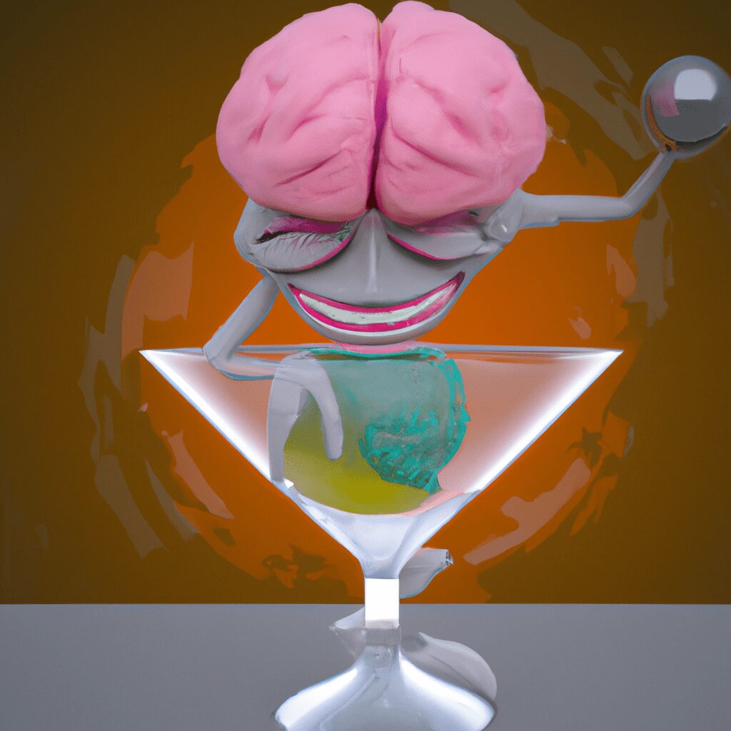 Разум и тело - Brain being squeezed by martini glas