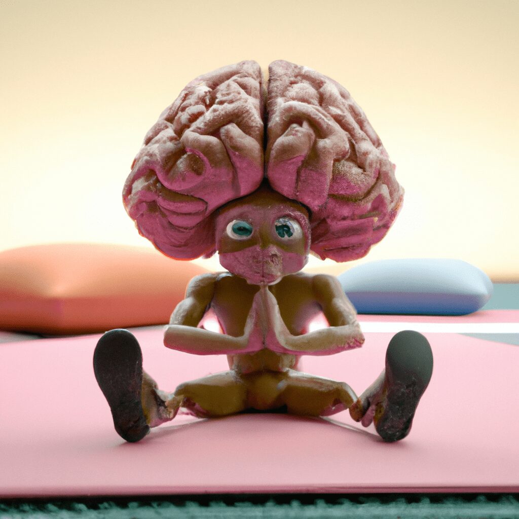 Антропогенез: эволюция человека - Brain sitting on yoga mat cartoon li