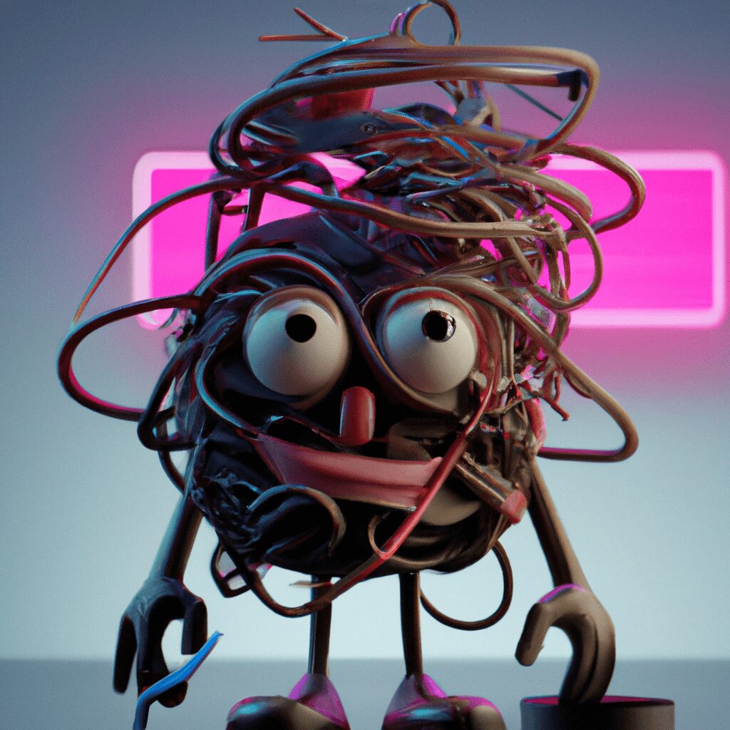 Разум и тело - Brain with tangled wires hd cartoon