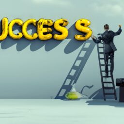 Бизнес и финансы - Businessman standing on ladder reach