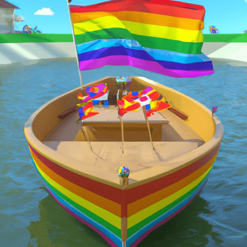 Киномания и Аниманьяки - Colorful boat with rainbow flags carto