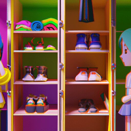 Красота и стиль - Colorful wardrobe and shoe rack create