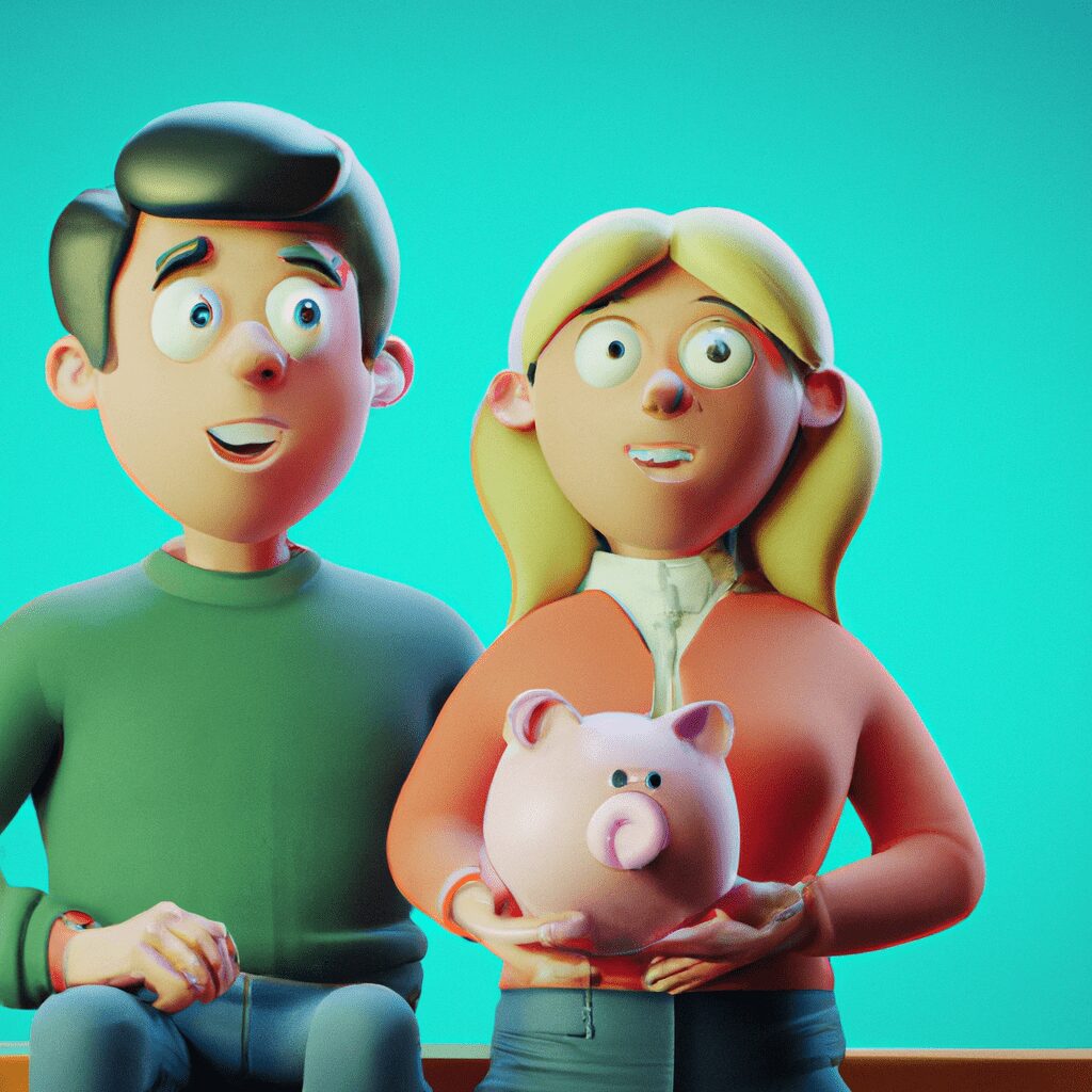 Досуг - Couple holding piggy bank hd cartoon