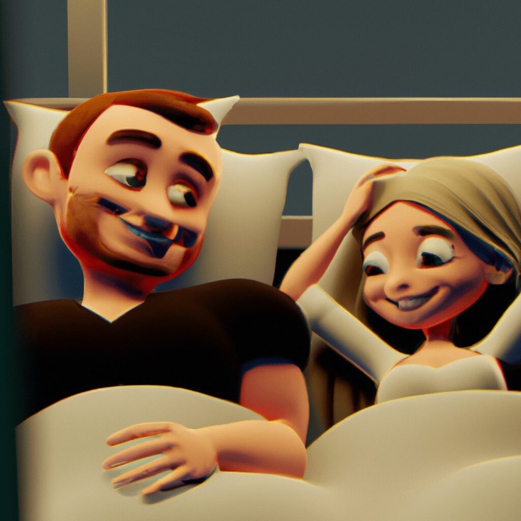 Досуг - Couple lying in bed smiling hd cartoon