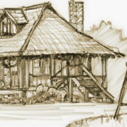 Красота и стиль - Cozy and stylish rural home pencil dra