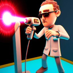 Технологии - Doctor using laser technology cartoon