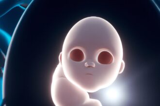 Антропогенез: эволюция человека - Fetus protected inside womb cartoon