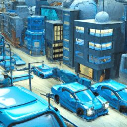 Технологии - Futuristic city with lada cars anime