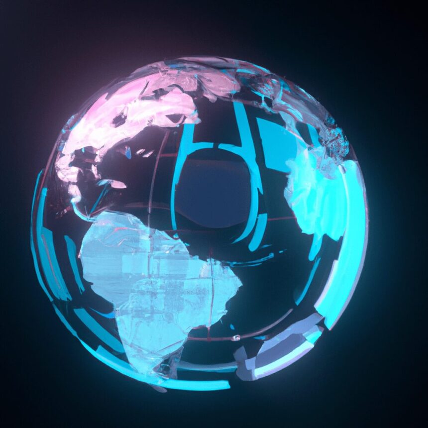 Технологии - Futuristic globe made out of blockchai