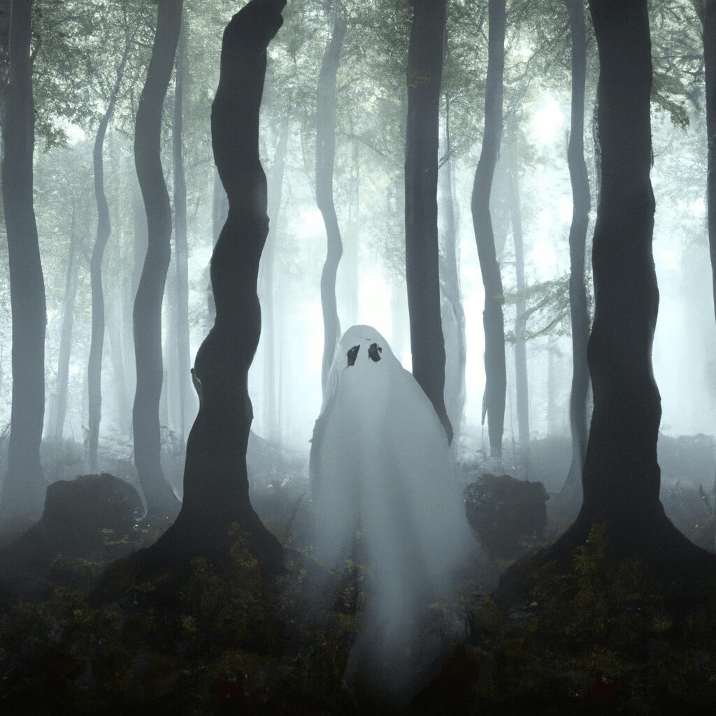 Тайны и загадки - Ghostly figure lurks in misty forest