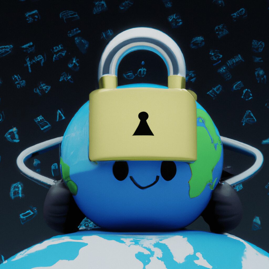 Технологии - Globe with lock symbol hd cartoon