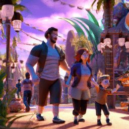 Досуг - Happy family exploring theme park an