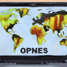 Бизнес и финансы - Laptop screen showing world map with