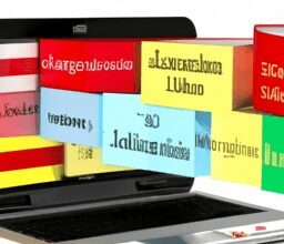 Бизнес и финансы - Laptop with multiple language dictiona