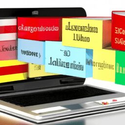 Бизнес и финансы - Laptop with multiple language dictiona