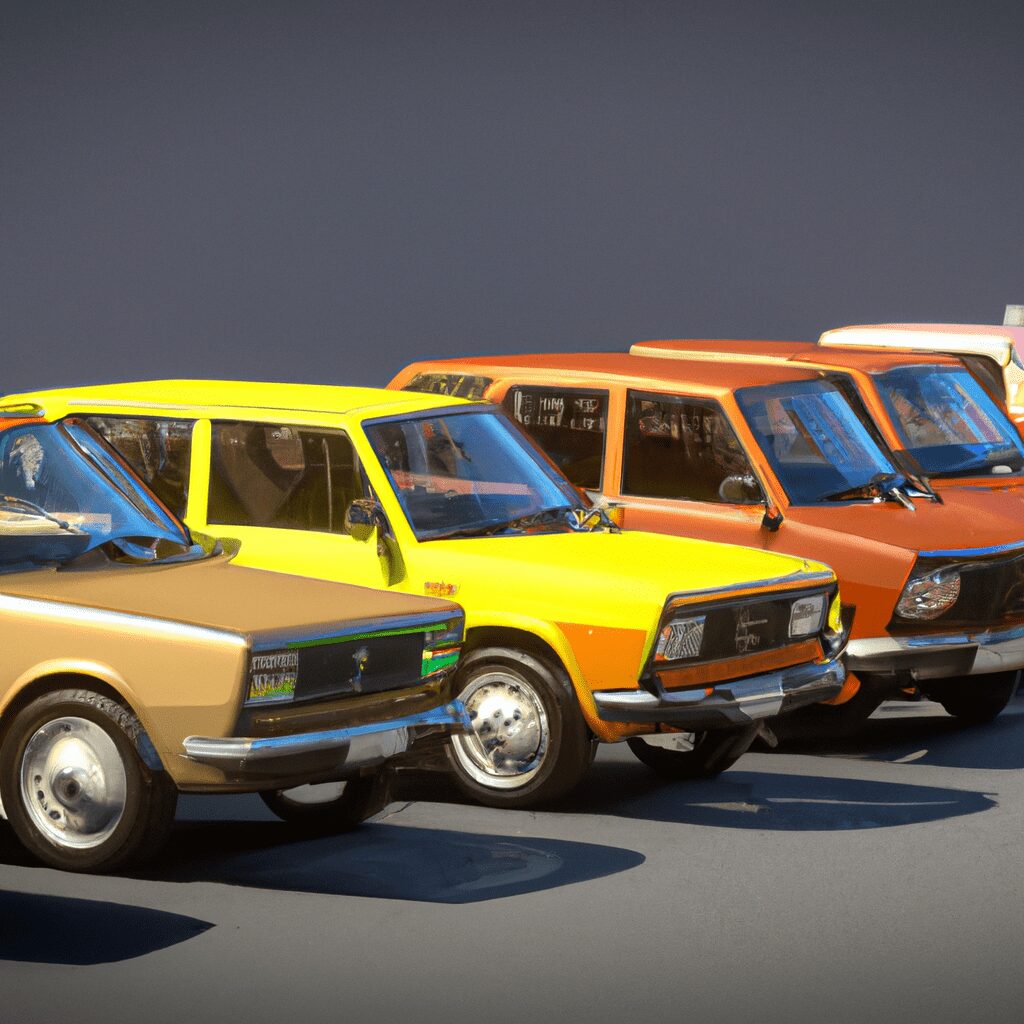 Технологии - Lineup of various lada car models cart