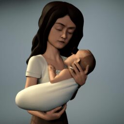 Досуг - Mother cradling her newborn baby carto