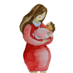 Бизнес и финансы - Mother holding piggy bank watercolor