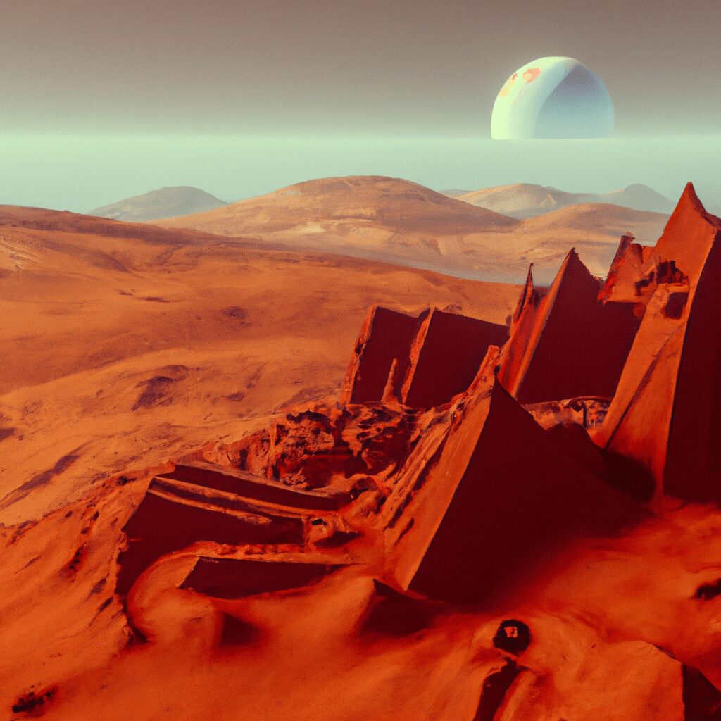 Технологии - Panoramic view of the red planet mars