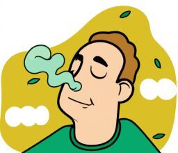 Красота и стиль - Person breathing in fresh air cartoon