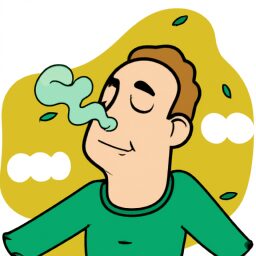 Красота и стиль - Person breathing in fresh air cartoon