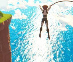 Досуг - Person bungee jumping off cliff anim