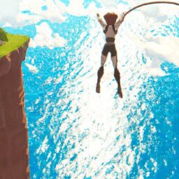 Досуг - Person bungee jumping off cliff anim