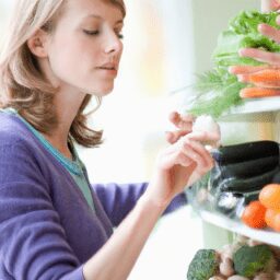 Красота и стиль - Person choosing healthy foods portrait