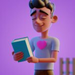 Досуг - Person flirting with book hd cartoon