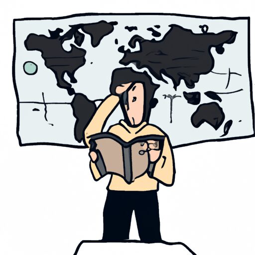 Досуг - Person gazing at world map cartoon