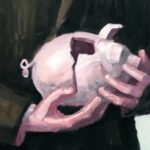 Бизнес и финансы - Person holding broken piggy bank oil