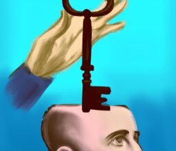 Разум и тело - Person holding key to their head sym