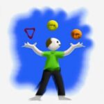 Бизнес и финансы - Person juggling with risk symbols digi