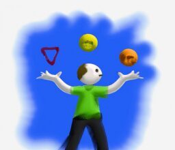 Бизнес и финансы - Person juggling with risk symbols digi