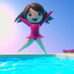 Красота и стиль - Person jumping into pool cartoon cut