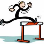 Бизнес и финансы - Person jumping over hurdle cartoon