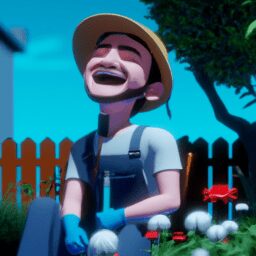 Дом и сад - Person laughing while gardening anime