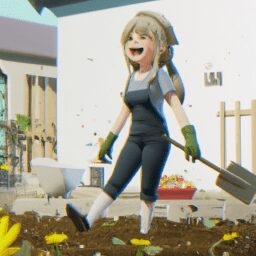 Дом и сад - Person laughing while gardening anime