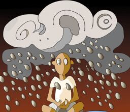 Досуг - Person meditating in storm cartoon