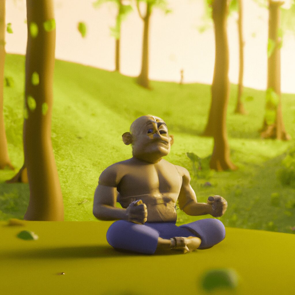 Разум и тело - Person meditating in nature hd cartoon